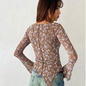 Motel Rocks Sheer Floral Long Sleeve Top